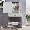 Modern Dressing Table Sliding Mirror Makeup Jewelry Desk w/ Shelf&Drawer Bedroom