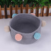 Baby Kids Woven Basket Toys Storage Clothes Hamper Laundry Bin Bag Pompom gift