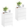 Wood Nightstand White Bedside Table with 3 Drawers Large Storage Cabinet