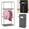 Single Fabric Canvas Wardrobe with Hanging Rail Shelving Clothe Storages Closets