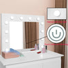 Modern Dressing Table Makeup Desk with LED Light Mirror 4 Drawers Stool Bedroom