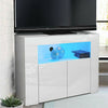 Corner TV Unit Stand Cabinet White Gloss &Matt Led Lights UK