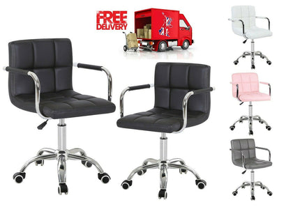 Swivel Office Chair PU Leather Adjustable Computer Desk Armchair(109)- 4 Colors