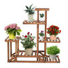 Rustic 6 Tier Wooden Step Shelf Plant Stand Flower Shelving Unit Garden Lawn Hal