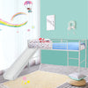 Kids Single Loft Bed Children Mid Sleeper Bunk Bed W/ Slide & Safety Guardrails