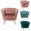 Lotus Seat Velvet Fabric Tub Chair Winged Scallop Shell Back Armchair Metal Legs