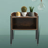 2pcs Industrial Bedside Table Stackable End Table with Storage Rustic Brown