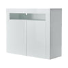 2 Doors White Sideboard Cabinet High Gloss Cupboard Storage Furniture With LED