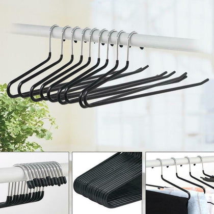 Heavy Duty Non Slip Metal Black Trouser Pants Slack Open Ended Hangers Storage