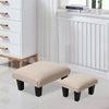 FABRIC BUTTONED WOOD FOOTSTOOL LINEN FOOT REST STOOLS BENCH SMALL - LARGE POUFFE