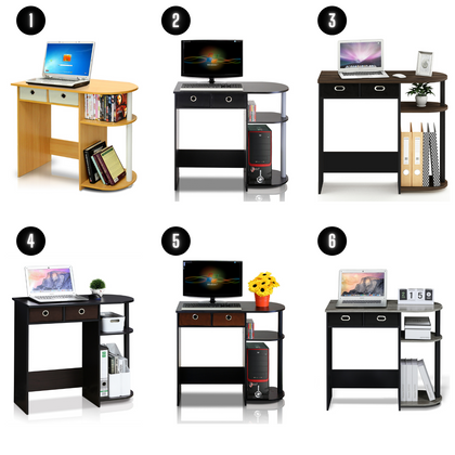 Furinno Go Green PC Computer Desk with Shelves Home Office Study Table Furniture