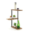 Rustic Wood Corner Shelf Home Display Storage Rack Wall Floating Shelf 3 Tier UK