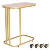 C-Shaped Sofa Side Table Golden Metal Frame End Coffee/Snack Table Living Room