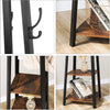 Distinctive Industrial Hall Tree Entryway Coat Rack Rustic Brown with 4 Shelves