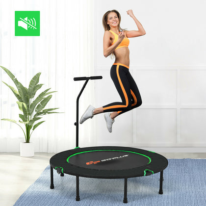 47'' Folding Trampoline Exercise Bouncer W/ Adjustable T-Shaped Handrail
