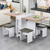 Modern Rolling Folding Drop leaf Butterfly Dining Table and 4 Chairs Stools Set