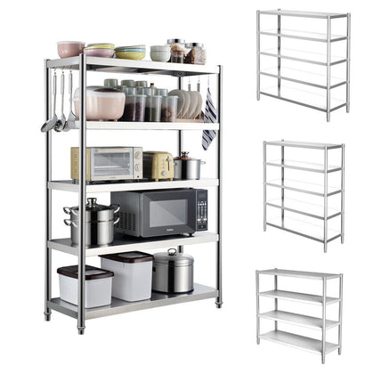 Stainless Steel Garage Kitchen Storage Shelf 4/5 Tier Commercial Shelving Rack