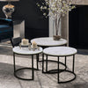 2/3X Nesting Table Living Room Side End Coffee Table Marble/Rustic Effect Round