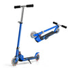 Folding Kids Stunt Adjustable T-Bar Push Kick Aluminum Led Wheel Scooter Blue