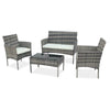 Rattan Garden Furniture Set 4 Piece Chairs Sofa Outdoor Dining Table Bench Patio