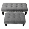 Large Footstool Chesterfield Button Seat Bench Chair Ottoman Pouffe Stool Linen