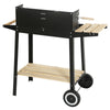 Rectangular BBQ Barbecue Steel Charcoal Grill Outdoor Patio Garden Wheels