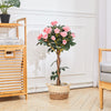 Large Artificial Pink Rose Flower Tree Realistic Fake Plant Home Office Decor