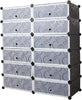 Mondeer 12 Cube Plastic Shoe Boxes Durable Storage Cabinet Organize Shelf Black