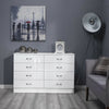 White Gloss 8 Drawer Bedroom Furniture Chest of Drawers Wood Grain Effect Frame