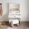 LED Dressing Mirror Makeup Table White Bedroom Vanity Unit Set with Stool Drawer