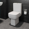Close Coupled Bathroom Toilet Modern White Square Ceramic Soft Close Seat WC Pan