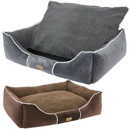 Washable Plush Dog Bed Soft Comfy Cat Pet Basket Non-slip with Removable Cushion