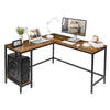 HOOBRO Computer Desk L-Shaped Corner Desk Office Writing Desk with 2 Shelves