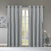Thermal Grey Silver Shimmer Sparkle Stamped Blackout Eyelet/Ring Top Curtains