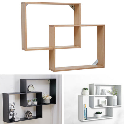 Floating Wall Cube Shelves Set of Cross Cubes Hanging Storages Display Shelving