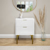 White and Gold High Gloss 2 Drawer Bedside Table with Legs - Valencia VLC001A