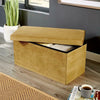 Large Folding Ottoman Mustard Ribbed Cord Fabric Chest Storage Space Saving Box