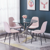 4Pcs Argyle Velvet Dining Chairs Metal Leg Side Chair Fabric Upholstered Kitchen