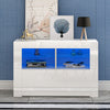 Modern White TV Unit Cabinet Stand High Gloss Doors Storage with RGB LED Lights