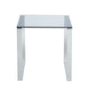 Square Modern Chrome Metal and Tempered Glass Living Room Side End Table
