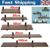 LARGE WALNUT WOOD WOODEN FLOATING SHELVES SHELF UNIT KIT WALL MOUNTED DISPLAY