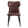 Set Of 2 Brown Faux Leather Chairs Metal Legs Soft Padded Seat Dining Room Chair