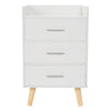White Bedside Table Cabinet Nightstand with 3 Drawers Storage Bedroom Furniture