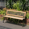 Wood & Cast Iron Garden Bench Lattice Backrest Vintage Patio Park Chair Loveseat