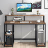 Brown Computer Desk with Hutch and Functional Shelves Study Table Writing Desk