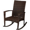 Outsunny Patio Rattan Rocking Chair Bistro Seat Wicker Outdoor Garden w/ Cushion