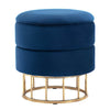 VELVET STORAGE POUFFE FOOTREST ROUND OTTOMAN VANITY DRESSING SEAT STOOL