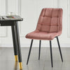 Set of 2 Blue Grey Velvet Dining Chairs Dinning Kitchen Room Metal Leg Padded