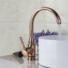 Vintage Brushed Red Copper 360° Swivel Kitchen Sink Tap Basin Faucet Deck