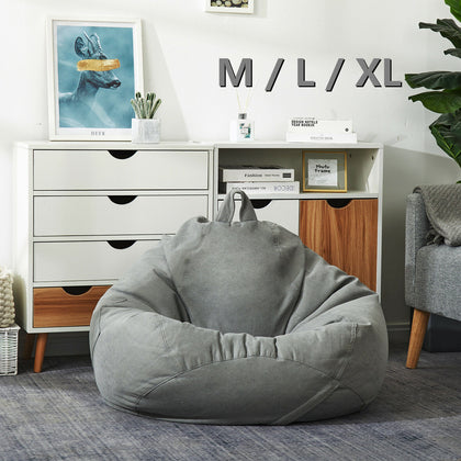 Child/Adult Size Bean Bag Sofa Chair Couch Lazy Lounger Cover No Filling Grey